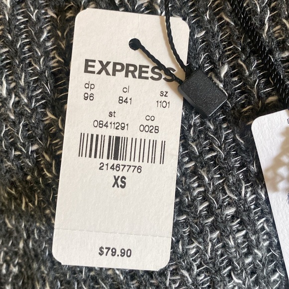 EXPRESS MADE IN THE USA GRAY FUZZY COYZ OPEN FRONT CARDIGAN XS NEW - Picture 4 of 9